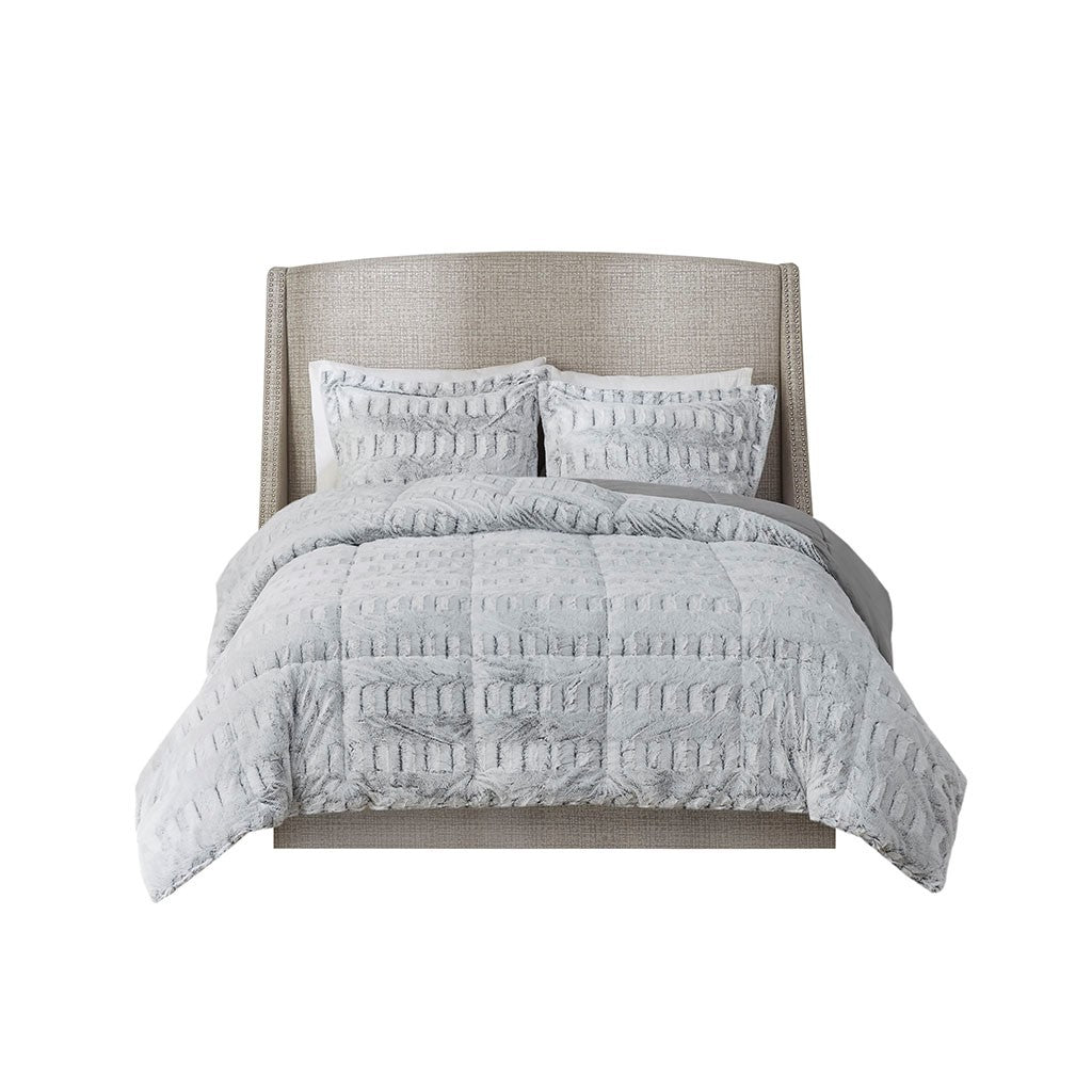 King/Cal King Back Print Long Fur Comforter Mini Set, photo 9 of 10