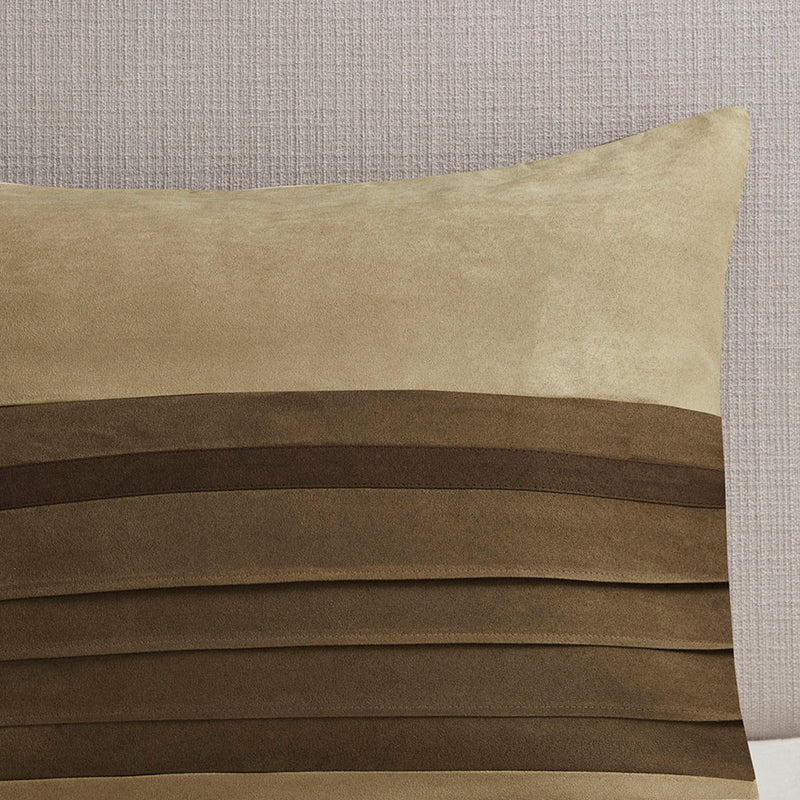 7 Pc Pieced Faux Suede Comforter Set Natural Cal King, photo 6 of 12