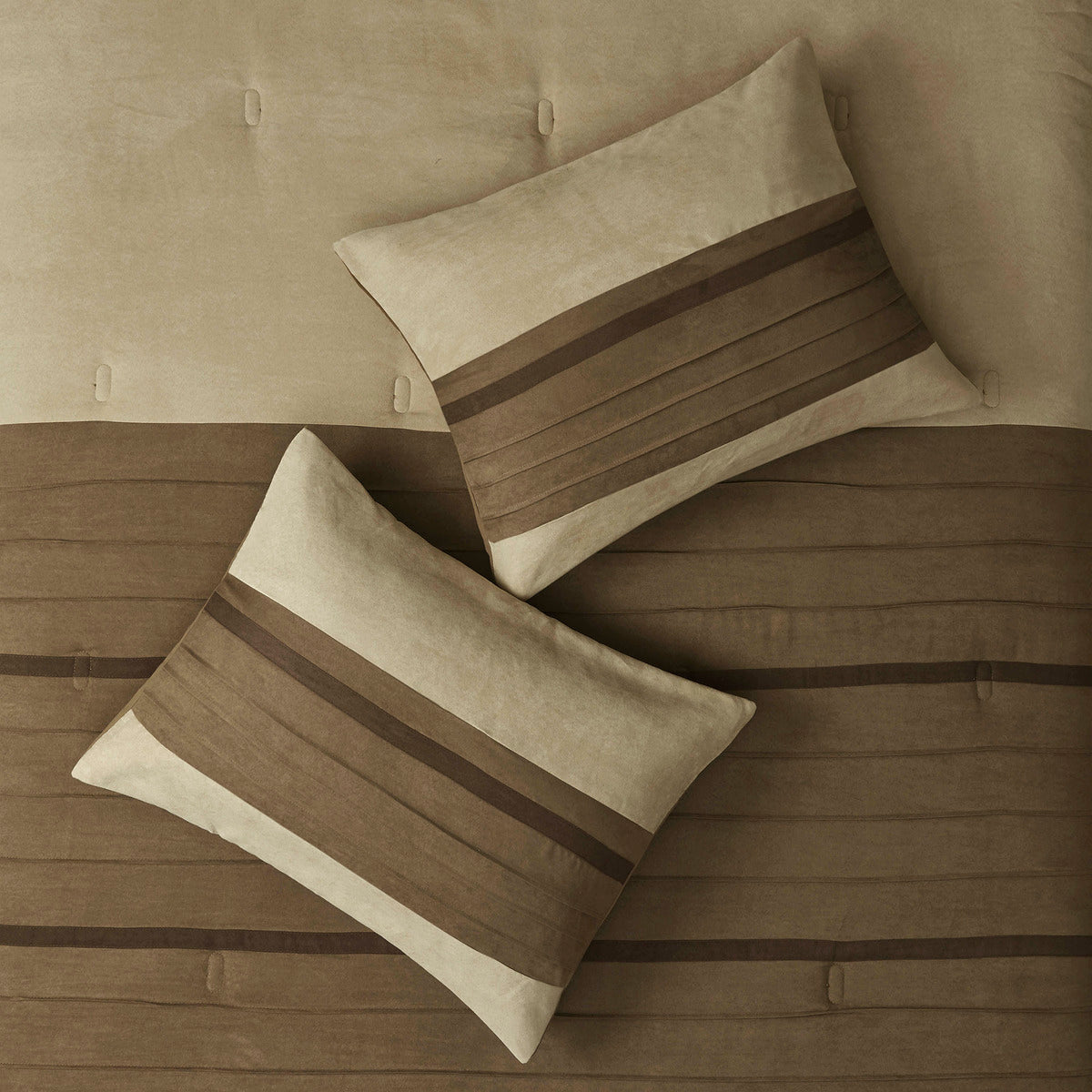 7 PC Faux Suede Comforter Set Natural King, photo 4 of 12