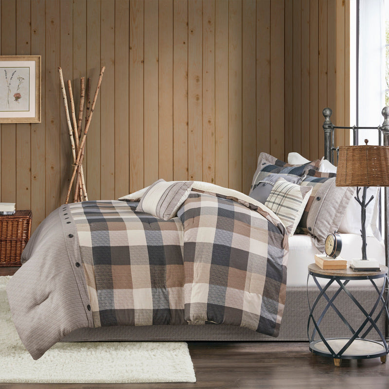 7 Piece Herringbone Comforter Set Neutral California King, photo 8 of 13