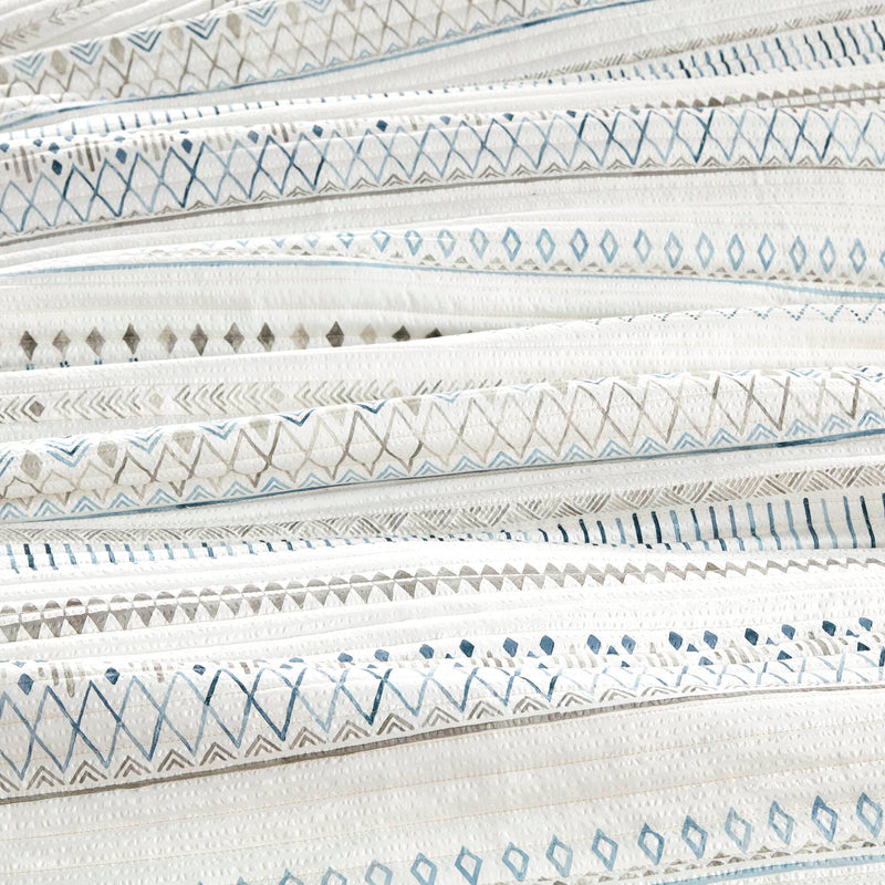 Printed Microfiber Seersucker Quilt Set with Reversible Design - Taupe/Blue, photo 5 of 11