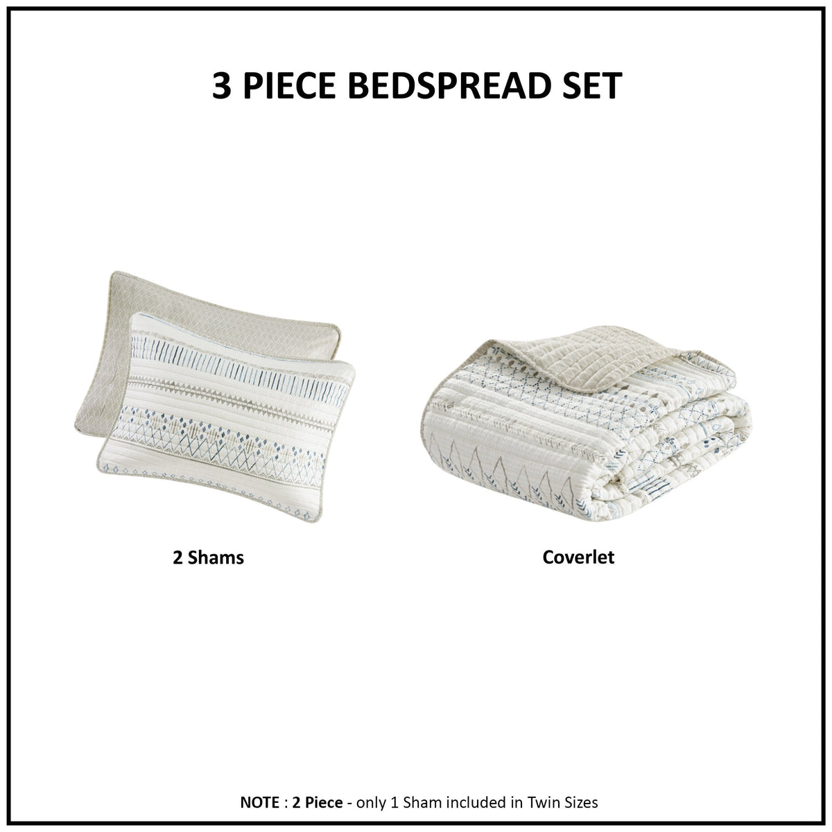 Printed Microfiber Seersucker Quilt Set with Reversible Design - Taupe/Blue, photo 7 of 11