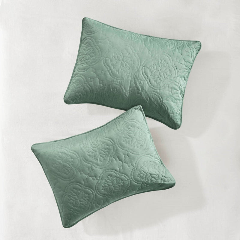 Seafoam 3 Piece Reversible Bedspread Set with Medallion Quilting - Full/Queen, photo 6 of 12