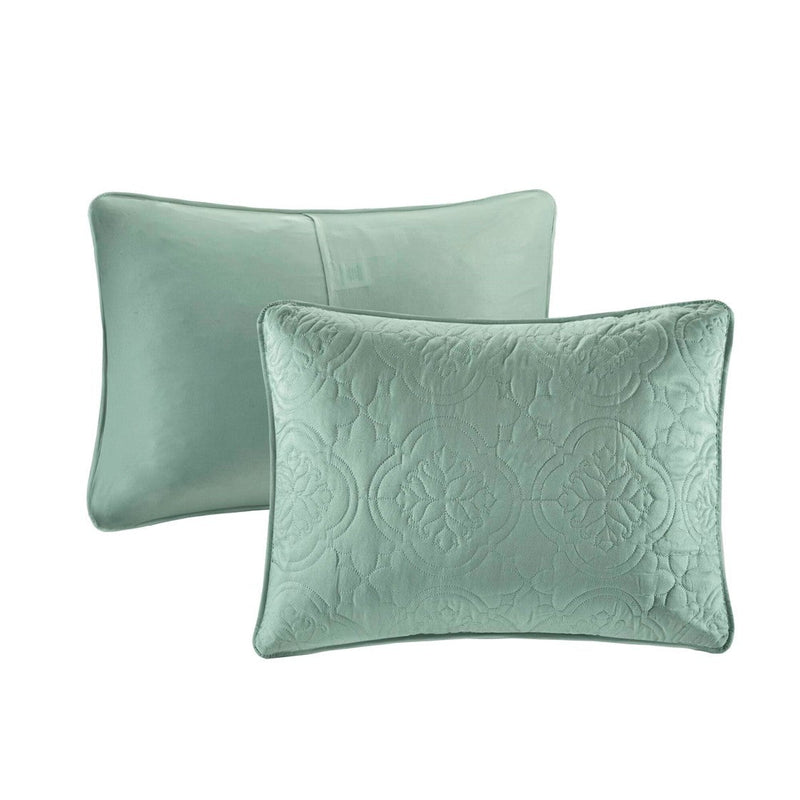 Seafoam 3 Piece Reversible Bedspread Set with Medallion Quilting - Full/Queen, photo 8 of 12