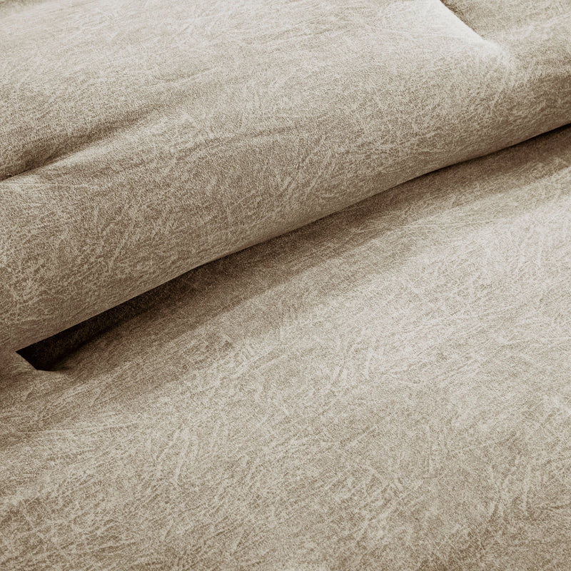 7 Piece Faux Suede Comforter Set Tan California King, photo 3 of 14