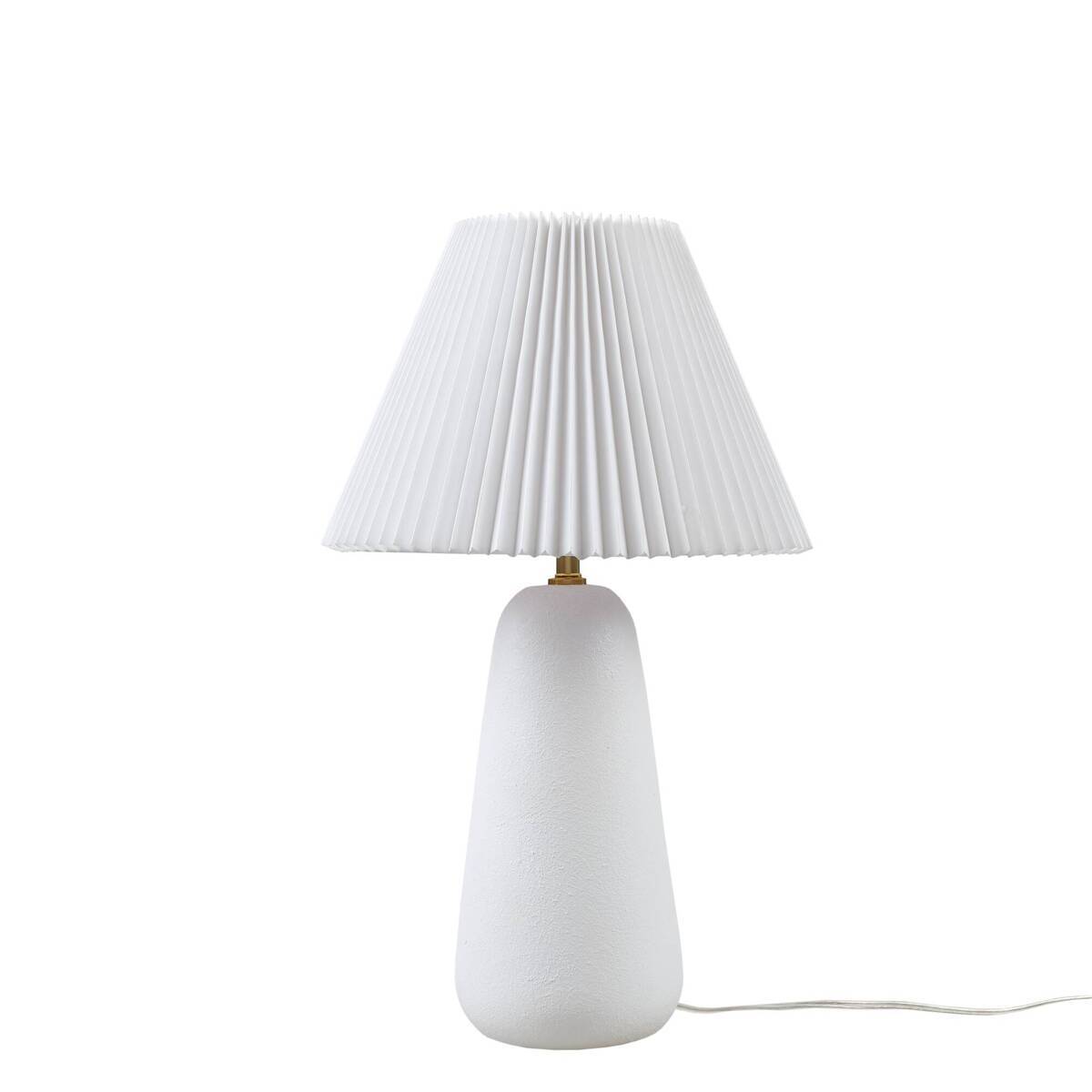 Textured Ceramic Table Lamp with Fluted Fabric Shade - White, photo 11 of 14