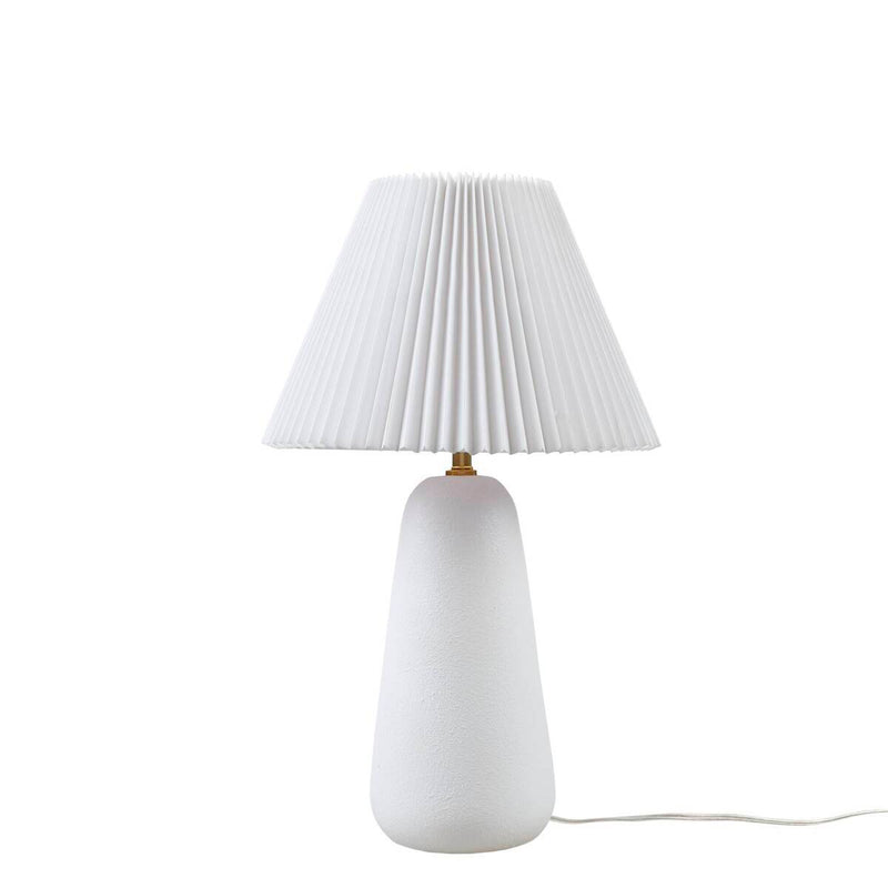 Textured Ceramic Table Lamp with Fluted Fabric Shade - White, photo 11 of 14