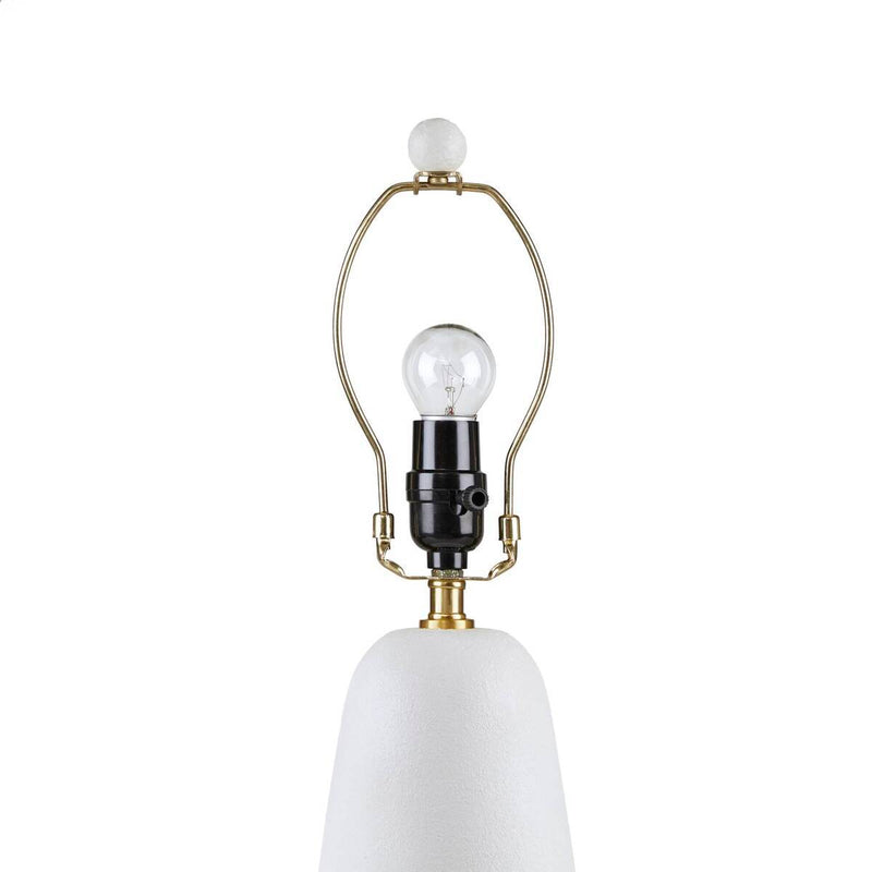 Textured Ceramic Table Lamp with Fluted Fabric Shade - White, photo 6 of 14