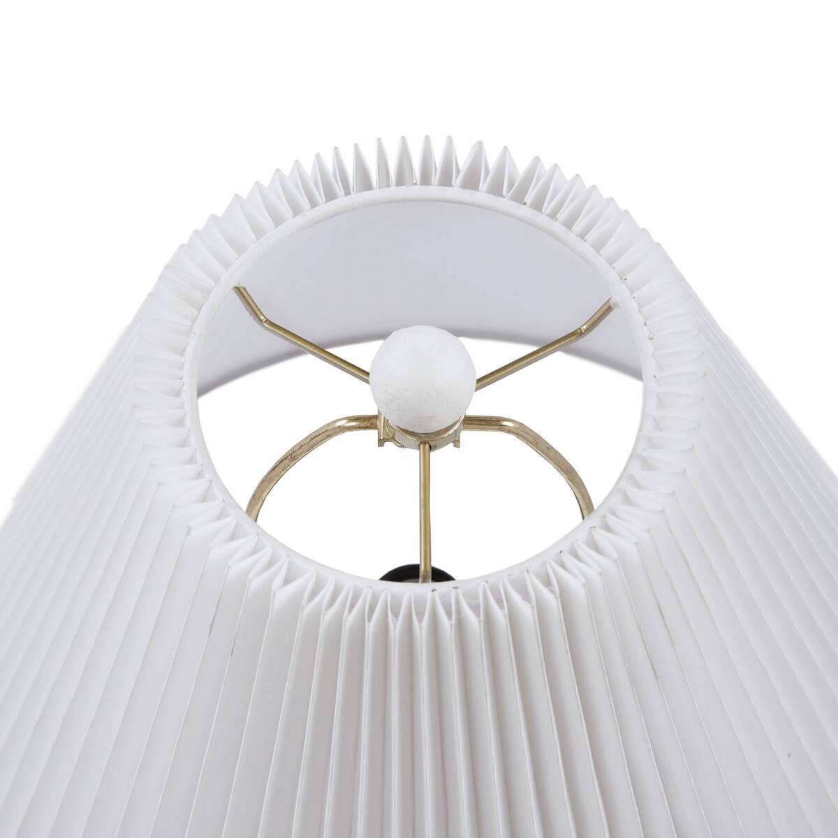 Textured Ceramic Table Lamp with Fluted Fabric Shade - White, photo 7 of 14