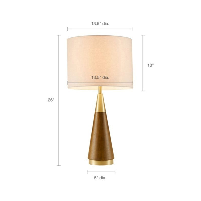 Triangular Table Lamp with Espresso Wood Grain and Linen Shade - Gold & Brown, photo 10 of 11