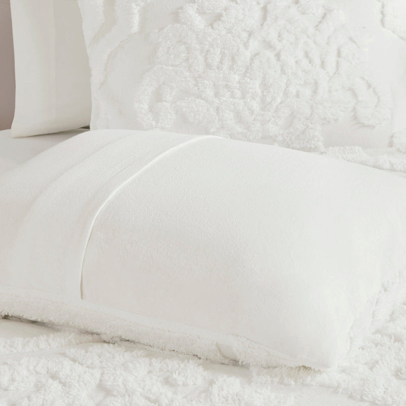 Tufted Cotton Chenille Damask Comforter Set with Shams - Off White, photo 9 of 9