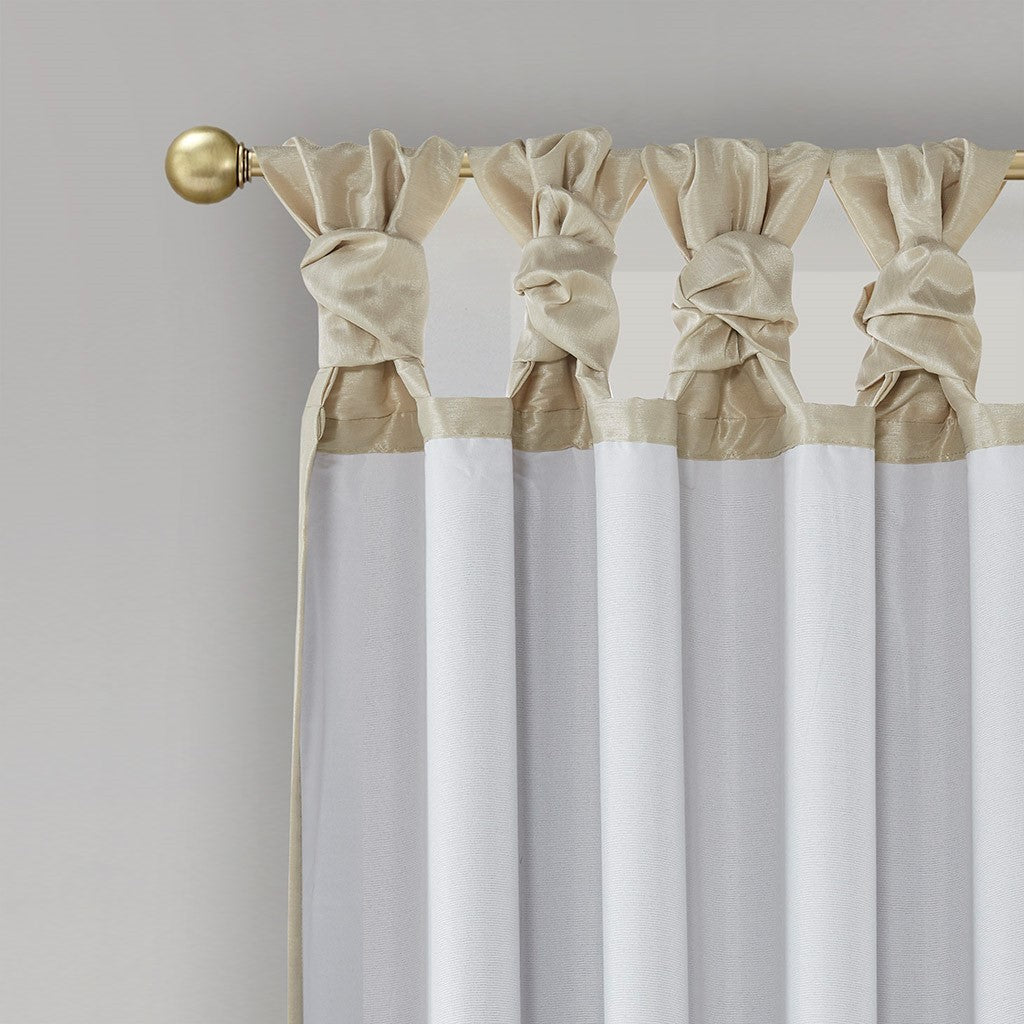 Twist Tab Total Blackout Window Curtain Panel with Thermal Lining - Champagne, photo 14 of 14