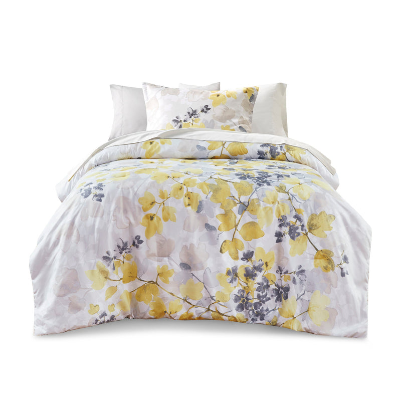 Yellow Botanical Comforter Set with Hypoallergenic Microfiber - Full, photo 3 of 9