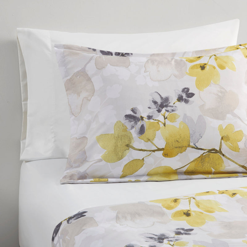 Yellow Botanical Comforter Set with Hypoallergenic Microfiber - Full, photo 7 of 9