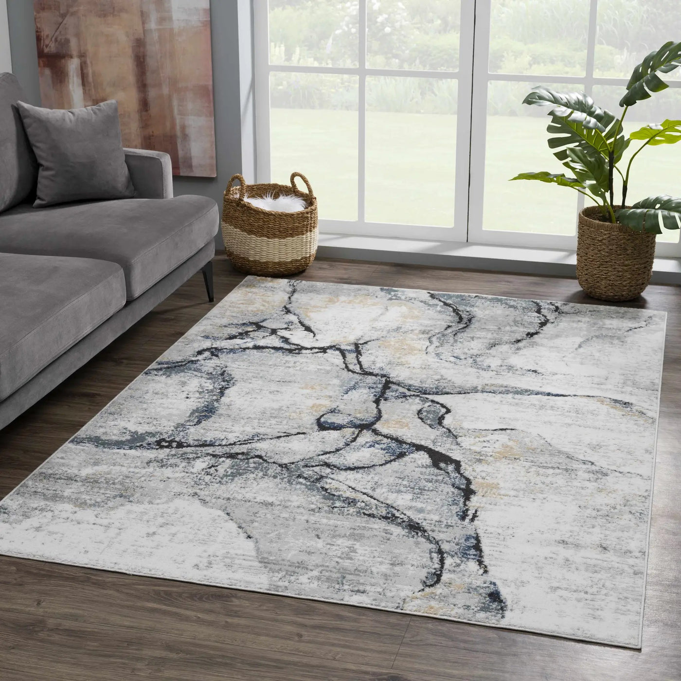 Fremantle Gray Marble Rug by Boutique Rugs