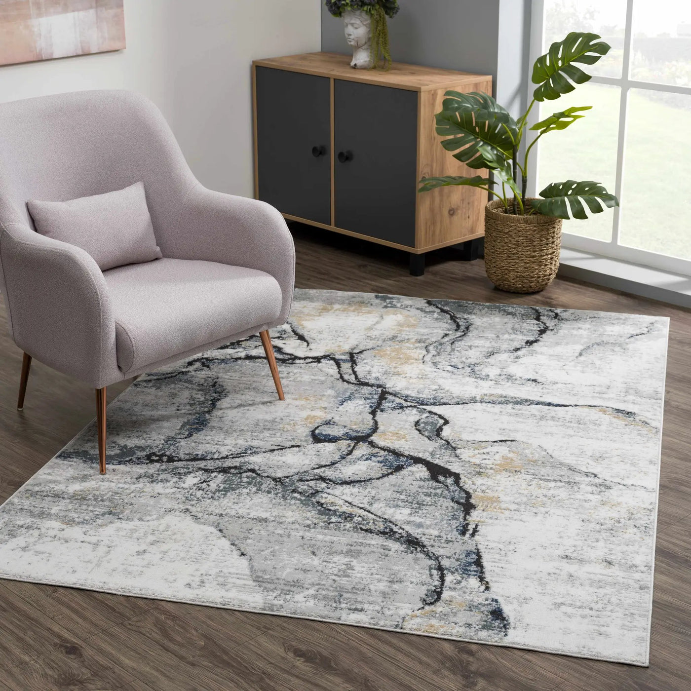 Fremantle Gray Marble Rug by Boutique Rugs