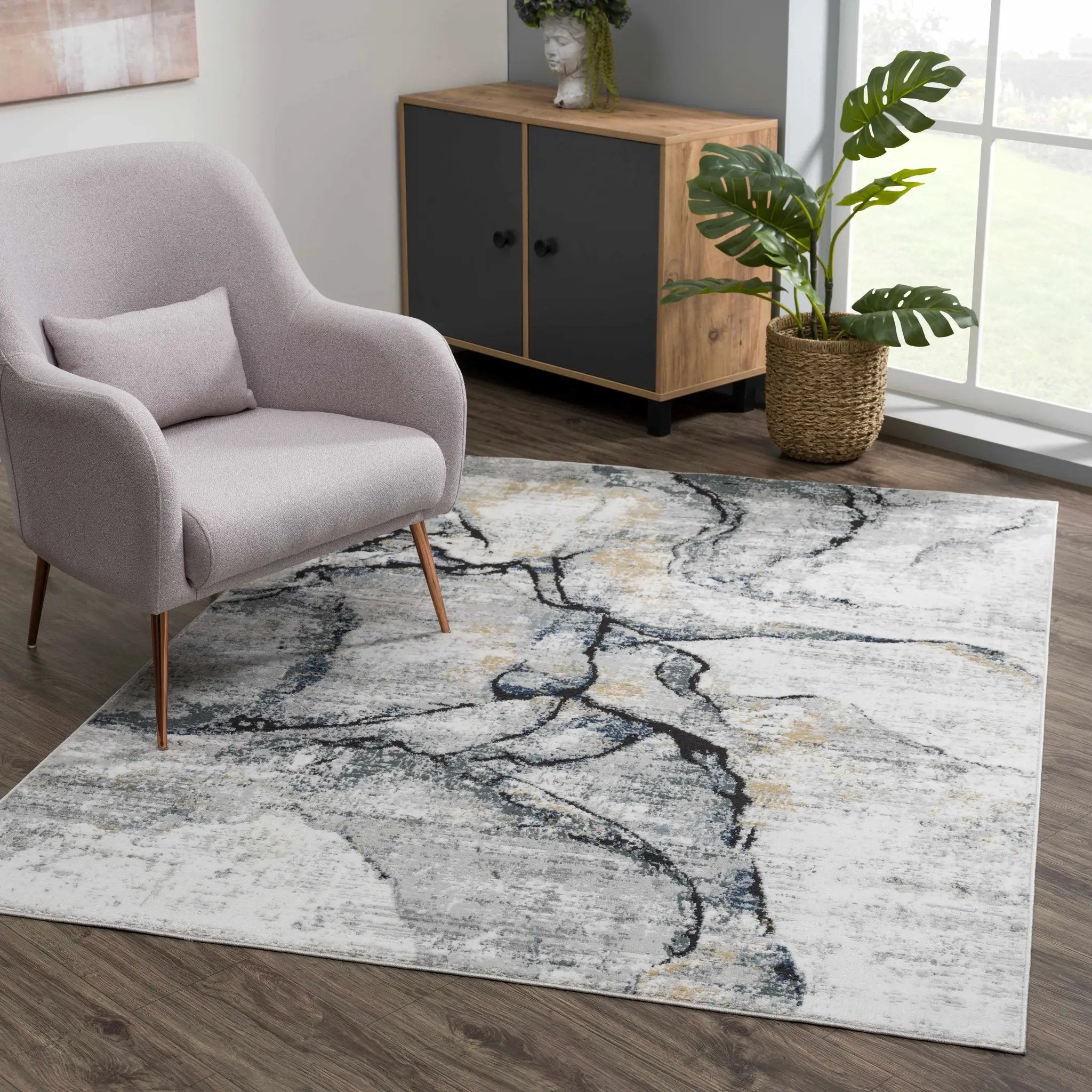 Fremantle Gray Marble Rug by Boutique Rugs