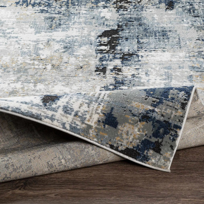 Campsall Gray&Blue Abstract Area Rug by Hauteloom