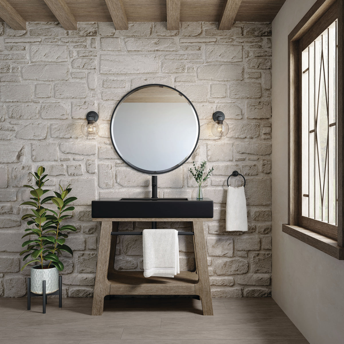 James Martin Auburn 36" Single Console Vanity, Weathered Timber, view 16