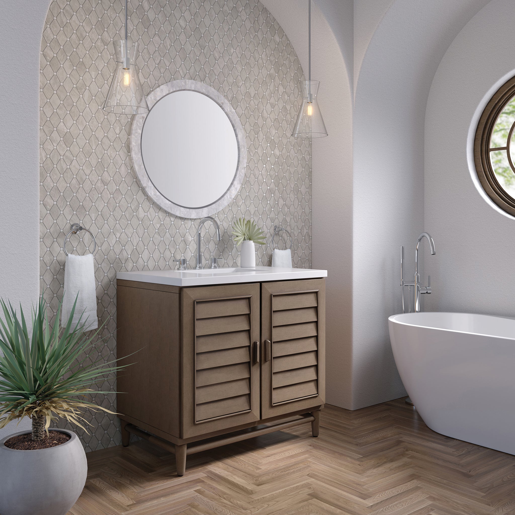 James Martin Portland 36" Single Bathroom Vanity, Whitewashed Walnut, view 29