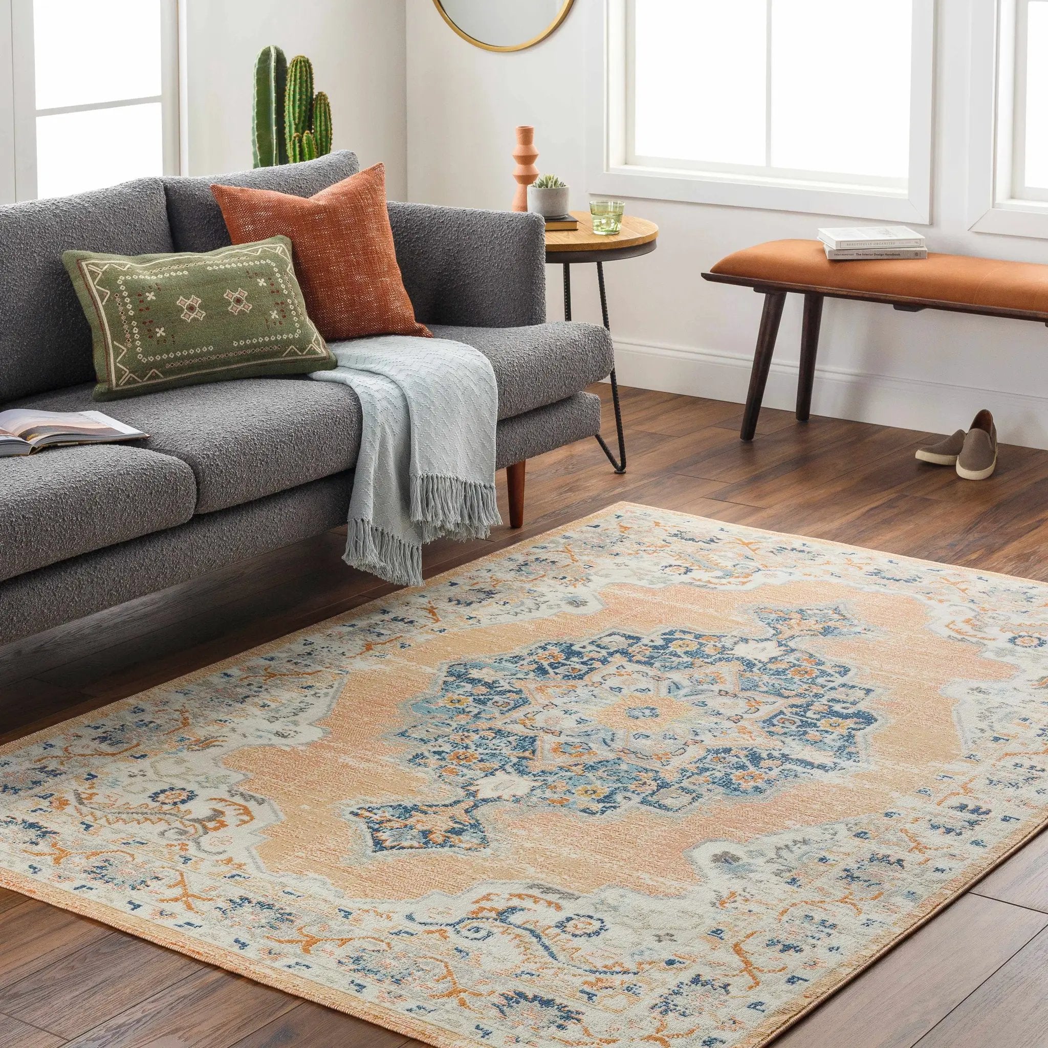 Joji Peach Outdoor Area Rug - Clearance by Boutique Rugs