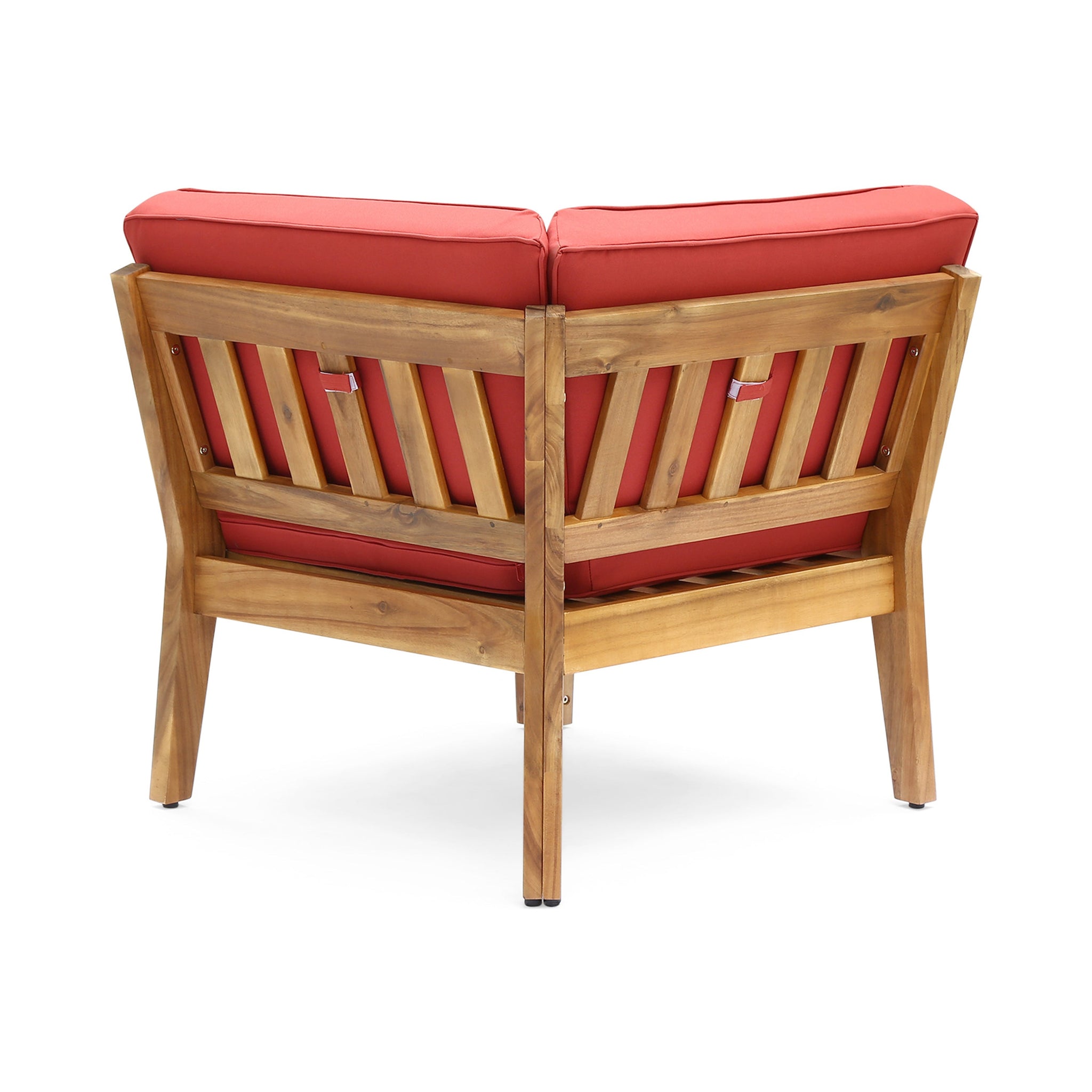 Grenada 8 Seater Acacia Wood Sectional Sofa Set, Teak + Red by HouseOfZazla