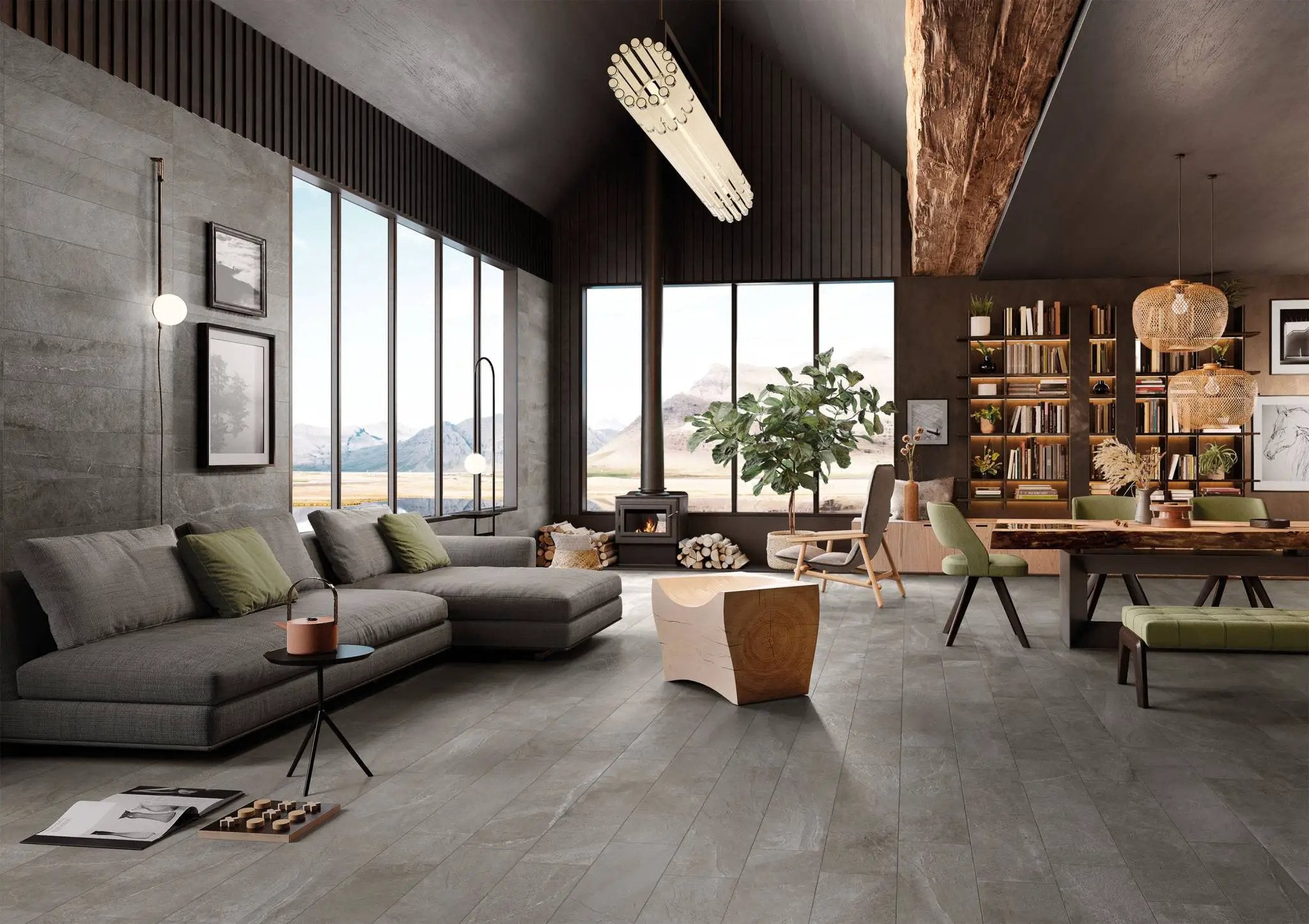 Journey Contemporary Dark Stone Look Porcelain Tiles 12x24 by landmarkceramics