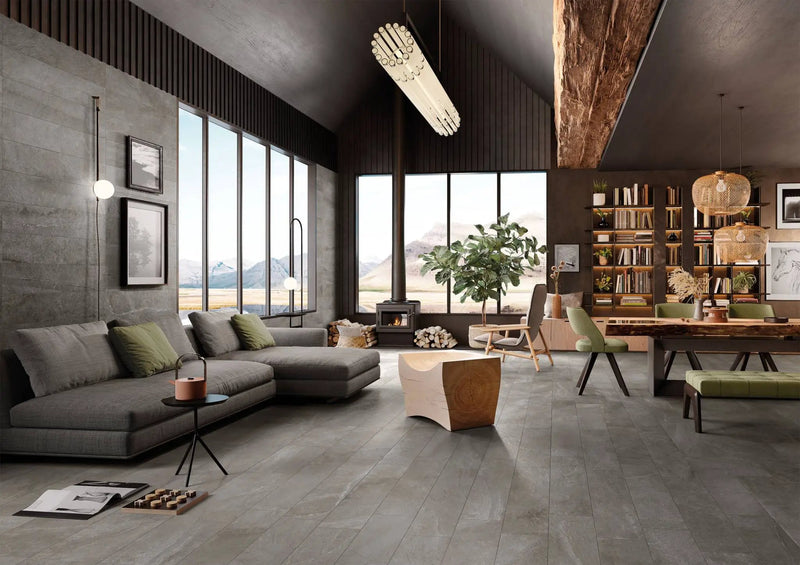 Journey Contemporary Dark Stone Look Porcelain Tiles 12x24 by landmarkceramics
