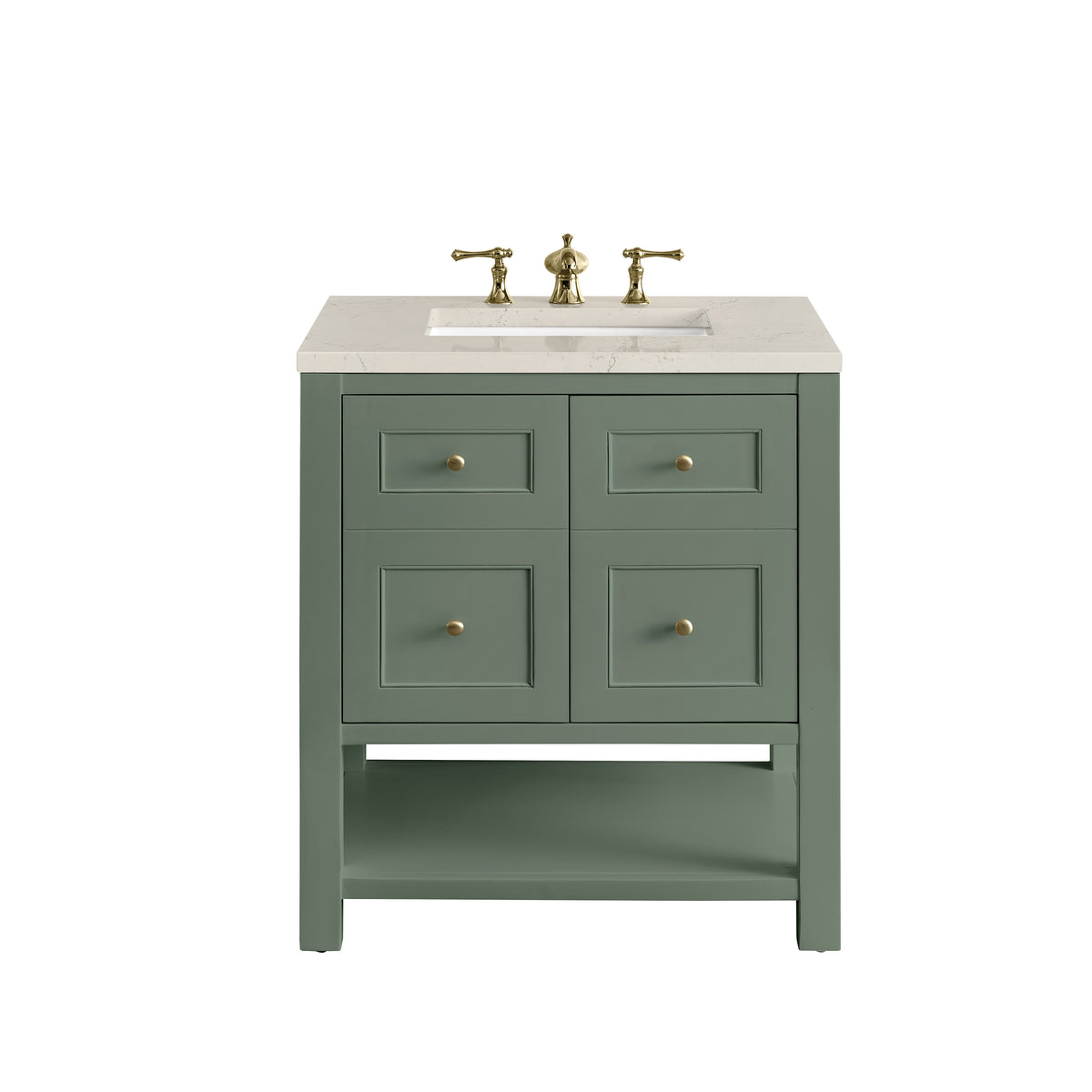 James Martin Breckenridge 30" Single Bathroom Vanity, Smokey Celadon with Siberian countertop