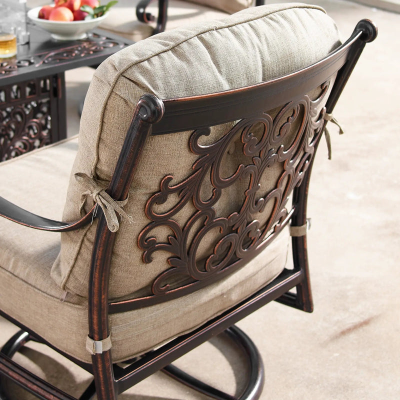 Aluminum 48-in Rectangular Patio Fire Table and Swivel Rocker Set by Sharicks