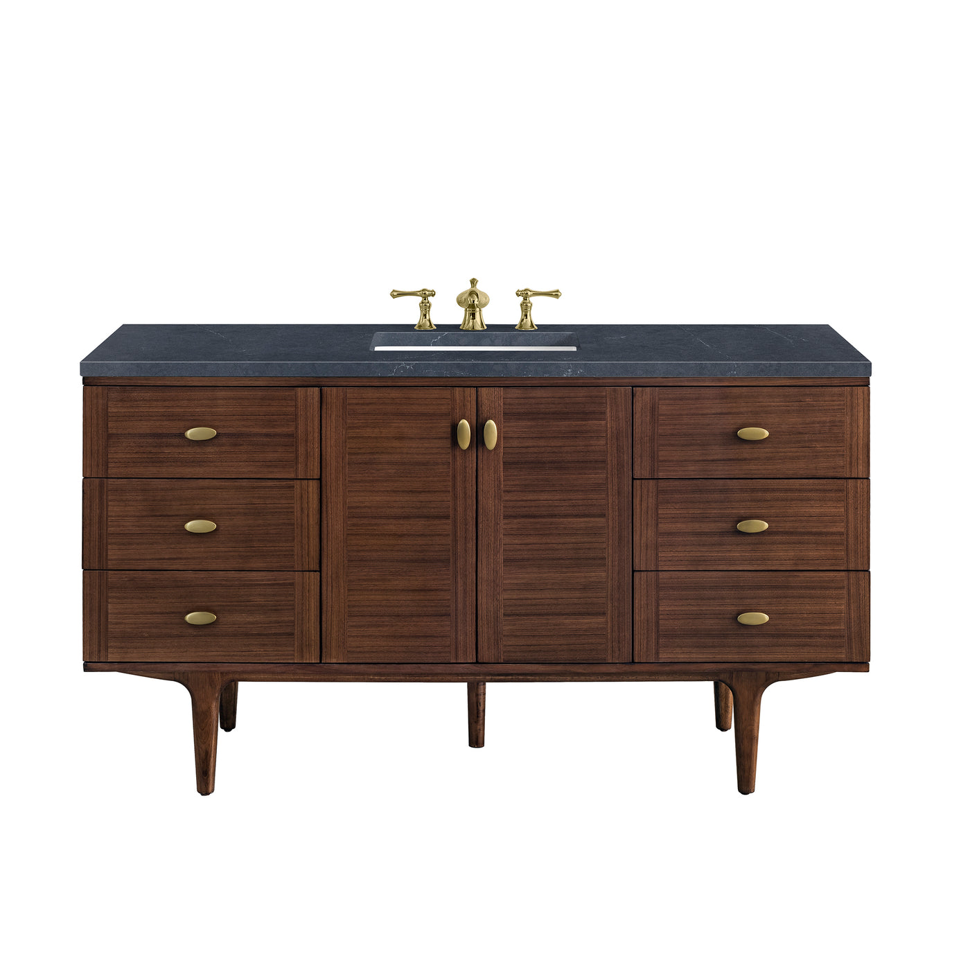 James Martin Amberly 60" Dual Mount Single Bathroom Vanity, Mid-Century Walnut by James Martin