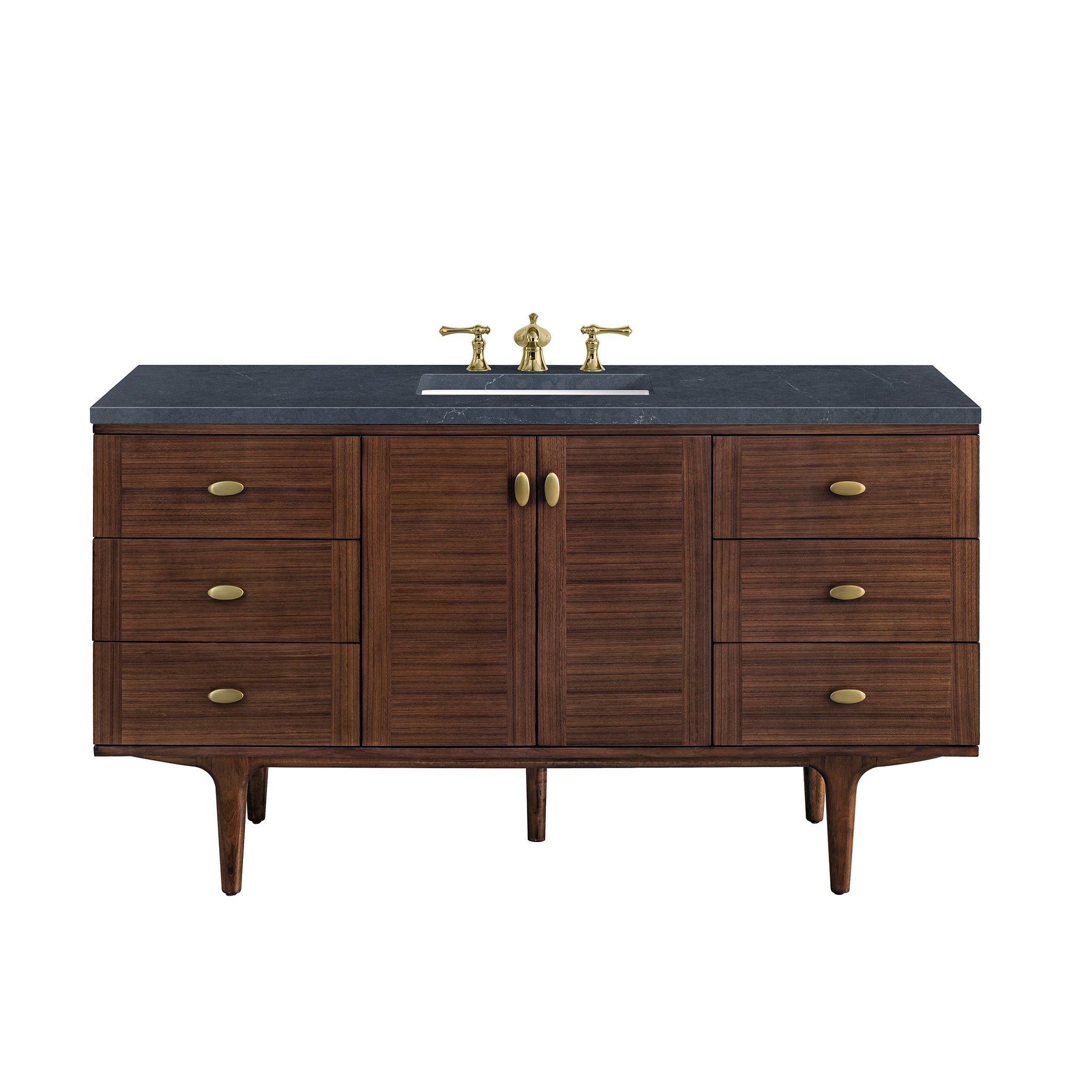 James Martin Amberly 60" Dual Mount Single Bathroom Vanity, Mid-Century Walnut by James Martin