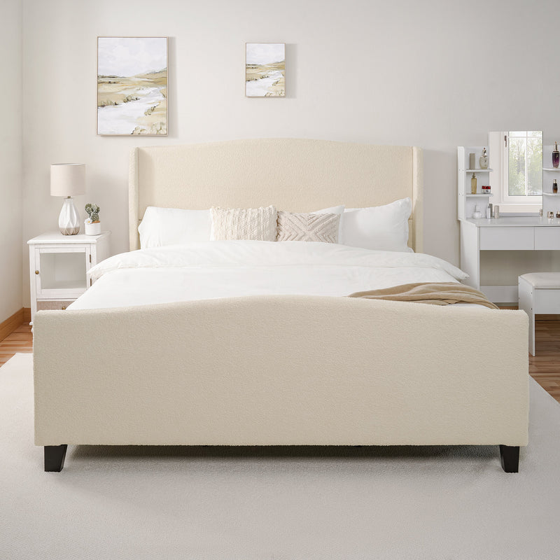 King Size Bed Frame with Upholstered Teddy Velvet Headboard, photo 4 of 16