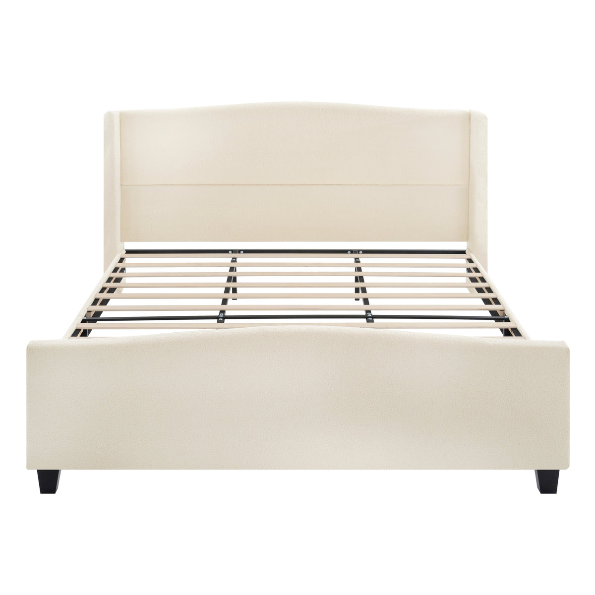 King Size Bed Frame with Upholstered Teddy Velvet Headboard, photo 8 of 16