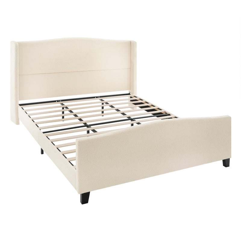King Size Bed Frame with Upholstered Teddy Velvet Headboard, photo 9 of 16