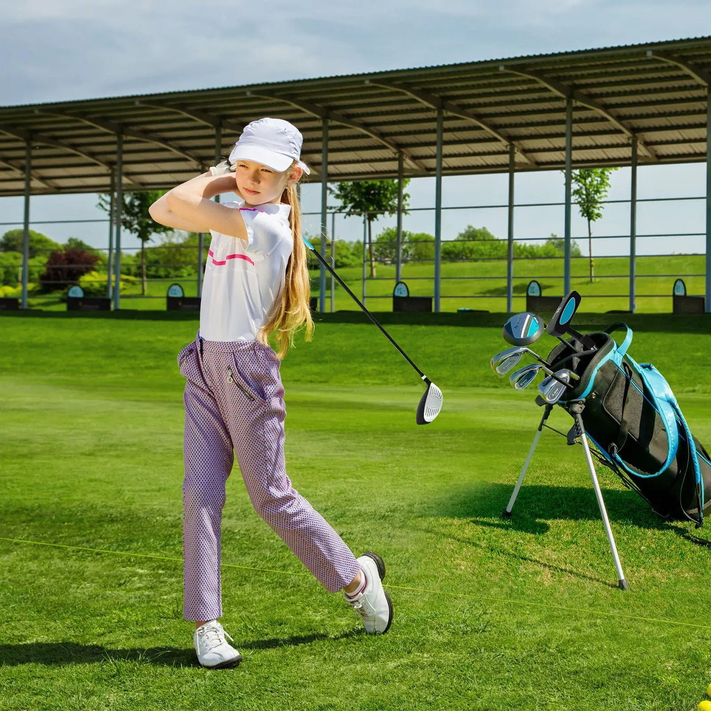 Junior Complete Golf Club Set with Stand Bag Rain Hood by DirectDeals