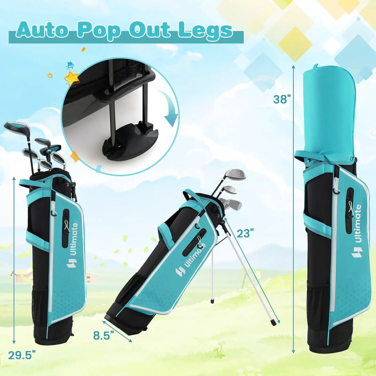 Junior Complete Golf Club Set with Stand Bag Rain Hood by DirectDeals