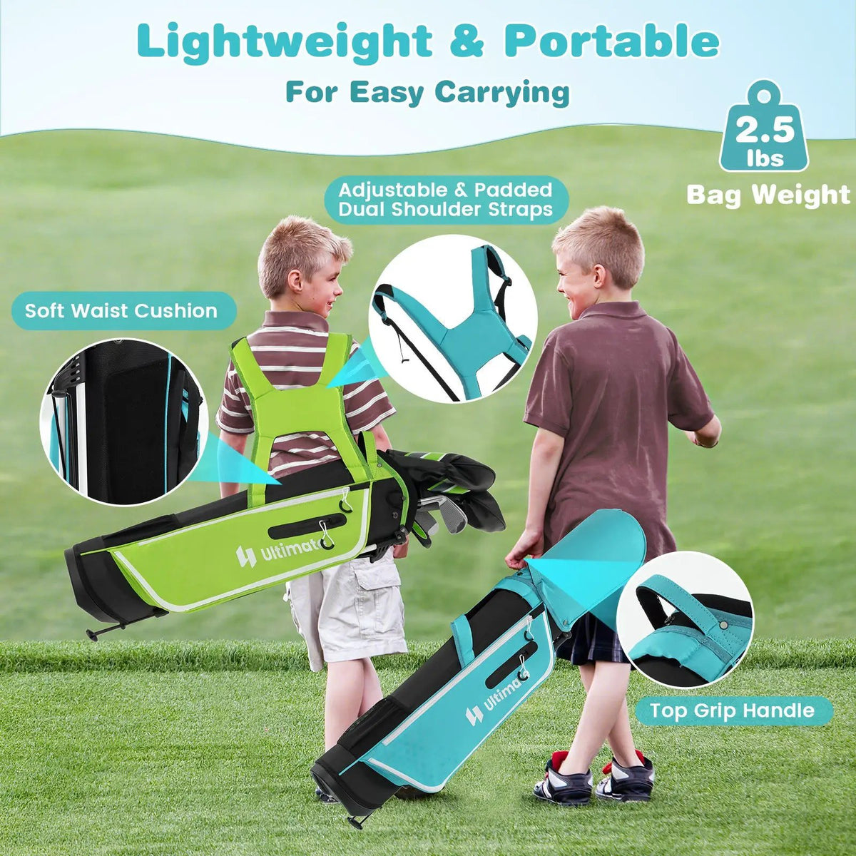 Junior Complete Golf Club Set with Stand Bag Rain Hood by DirectDeals