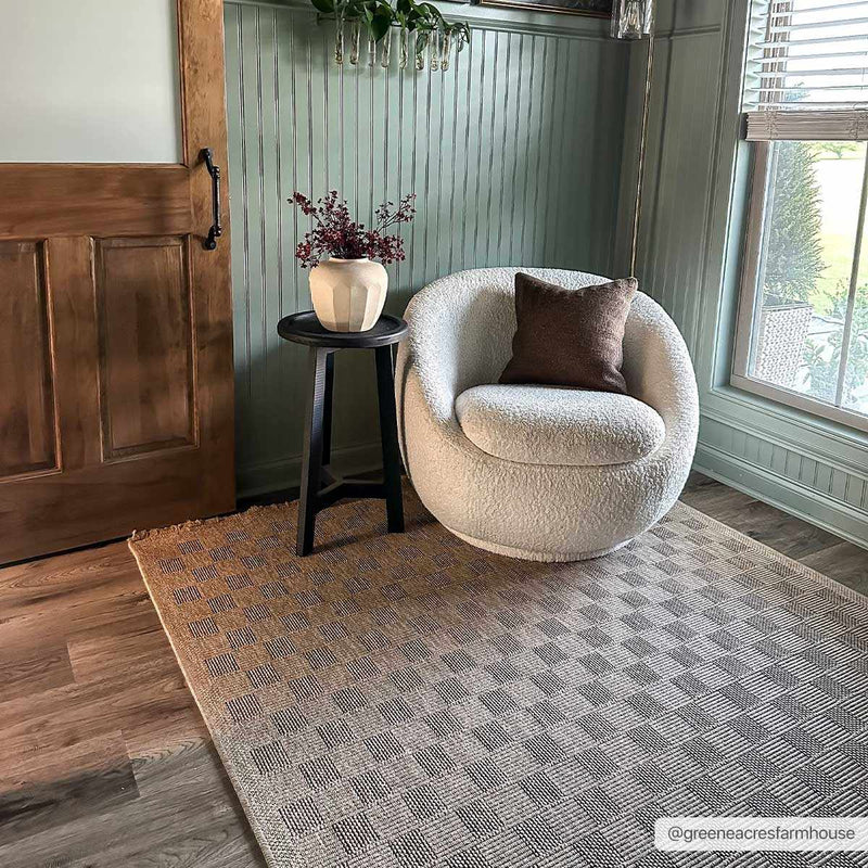 Jurek Beige & Brown Checkered Outdoor Area Rug by Boutique Rugs