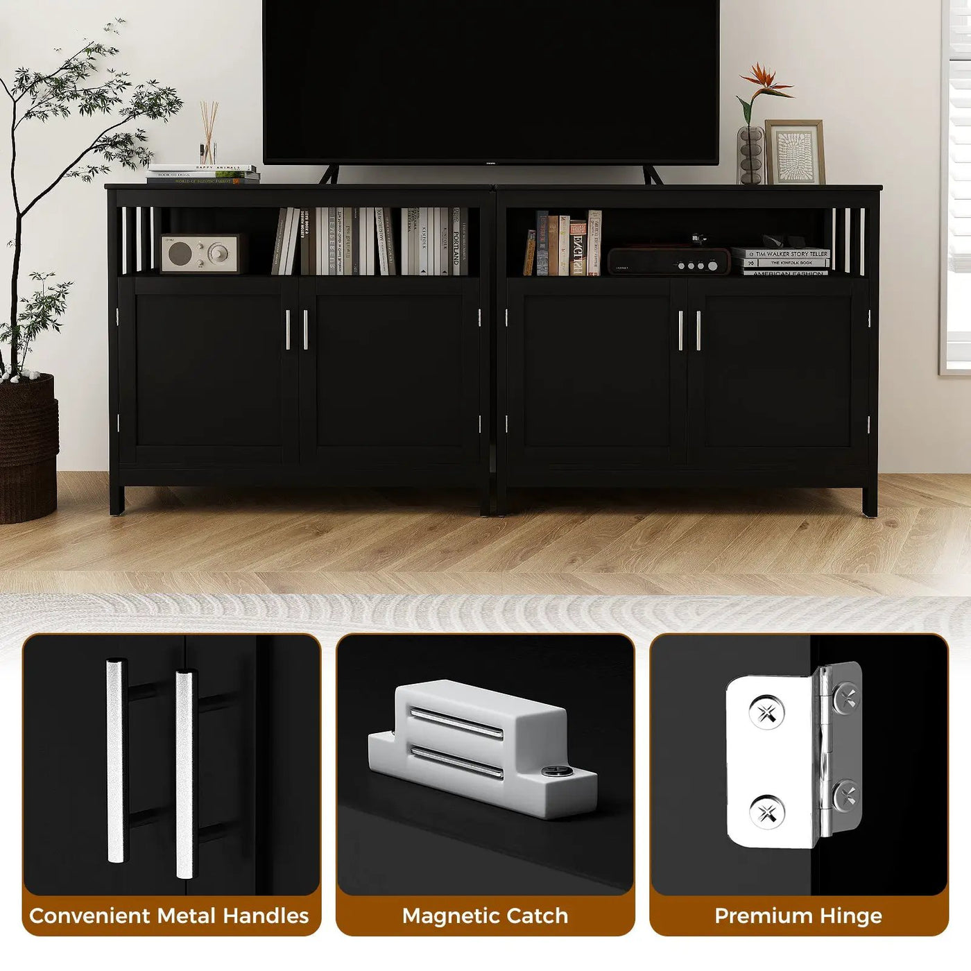 Kitchen Buffet Server Sideboard Storage Cabinet with 2 Doors and Shelf by DirectDeals