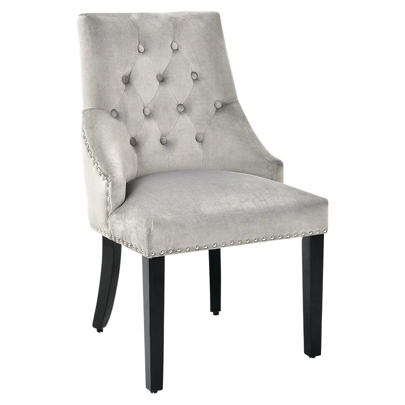 Modern Upholstered Button-Tufted Dining Chair with Naild Trim by DirectDeals