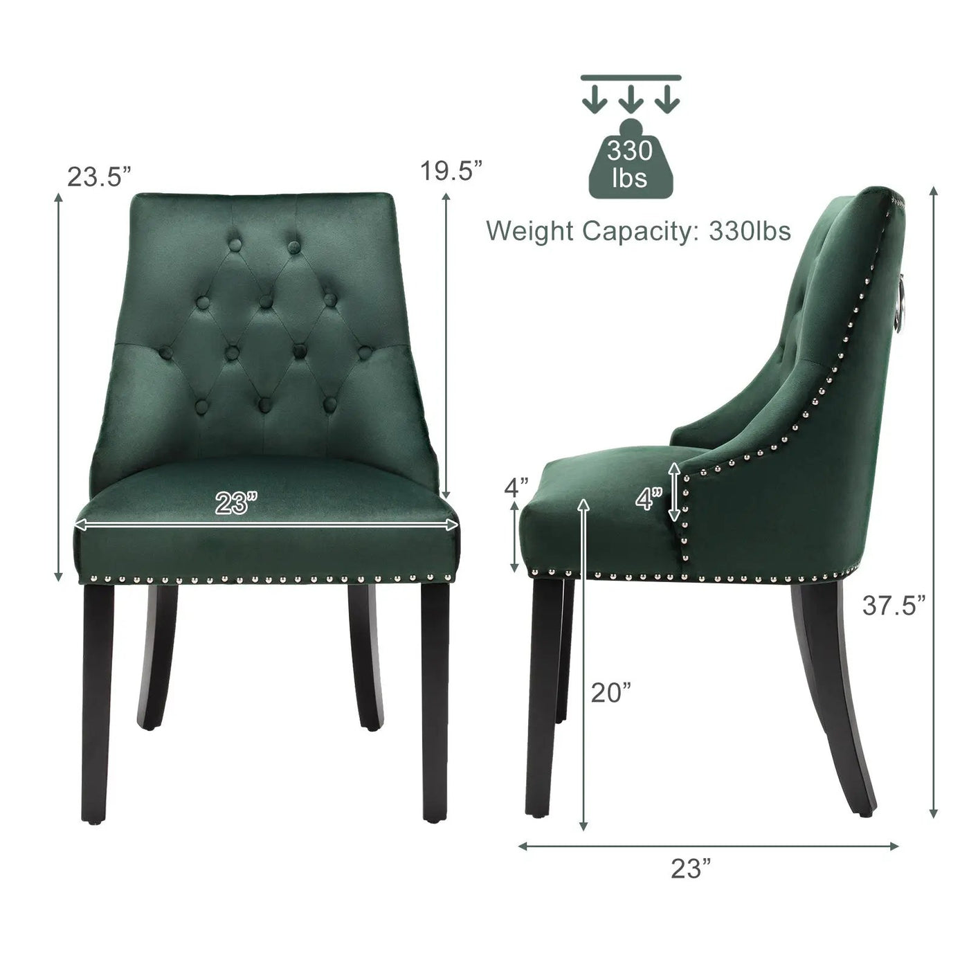 Modern Upholstered Button-Tufted Dining Chair with Naild Trim by DirectDeals