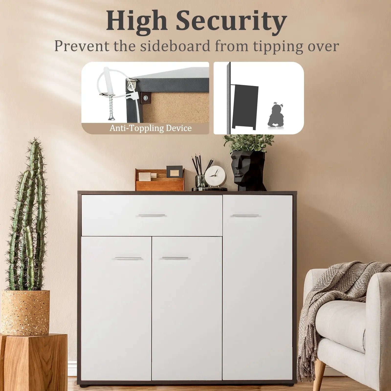 Buffet Sideboard Storage Cabinet with Spacious Table Top by DirectDeals