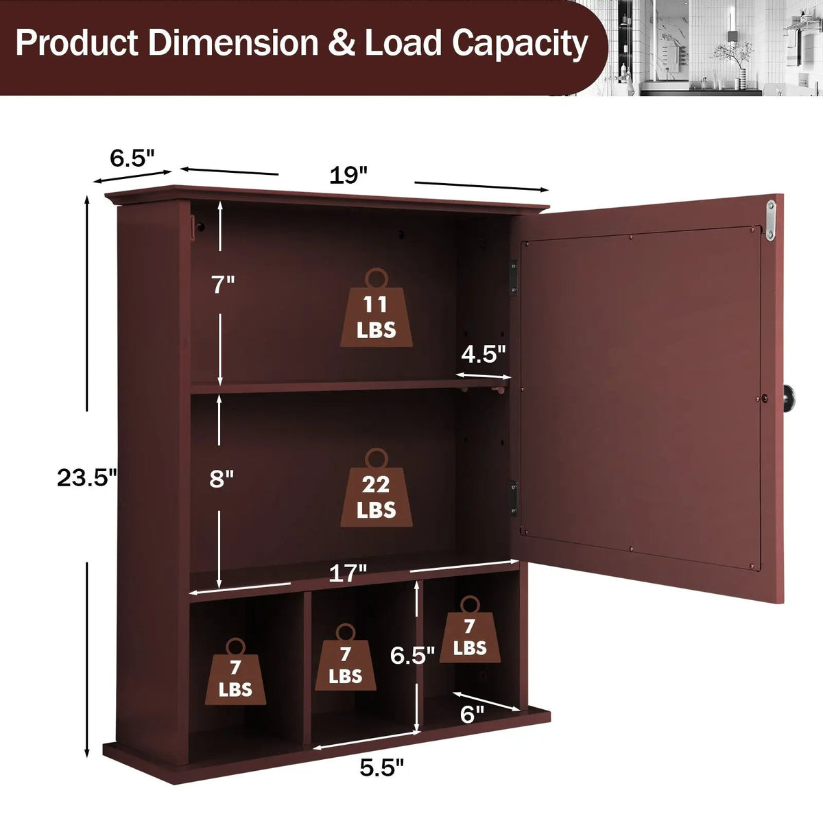 Wall Mounted and Mirrored Bathroom Cabinet by DirectDeals