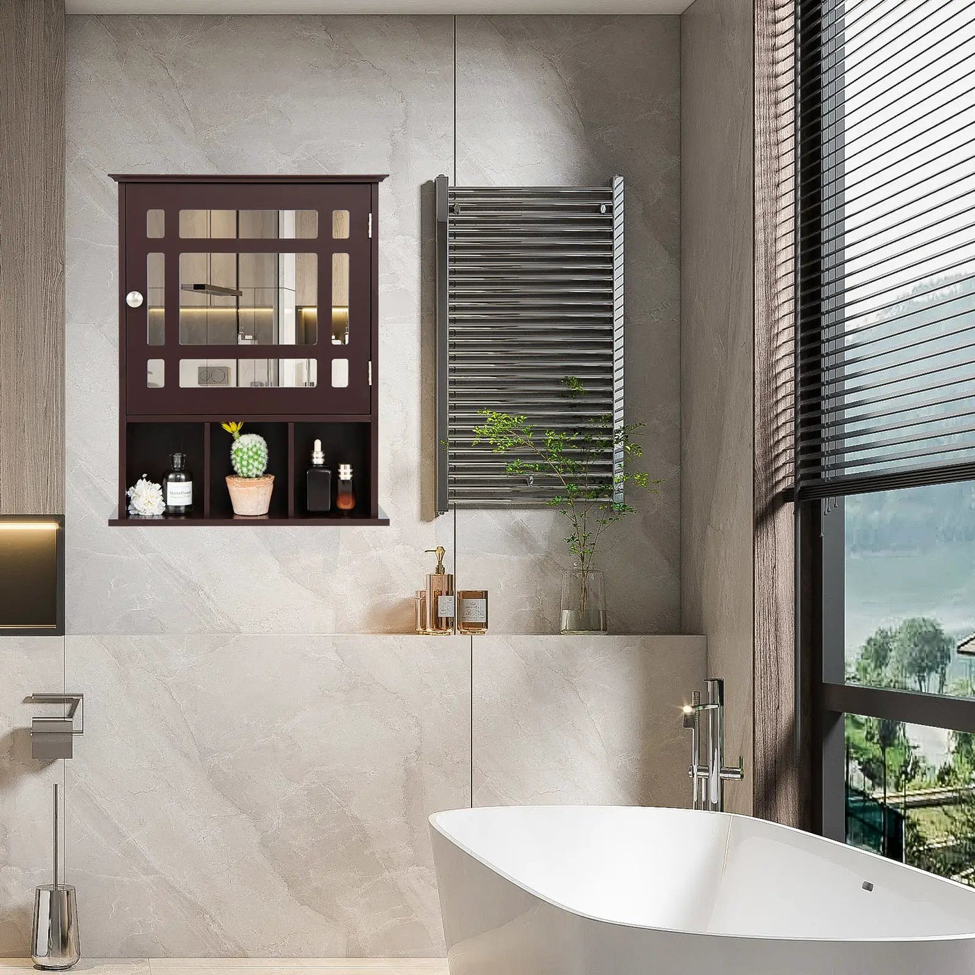 Wall Mounted and Mirrored Bathroom Cabinet by DirectDeals