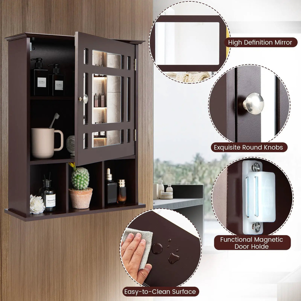 Wall Mounted and Mirrored Bathroom Cabinet by DirectDeals