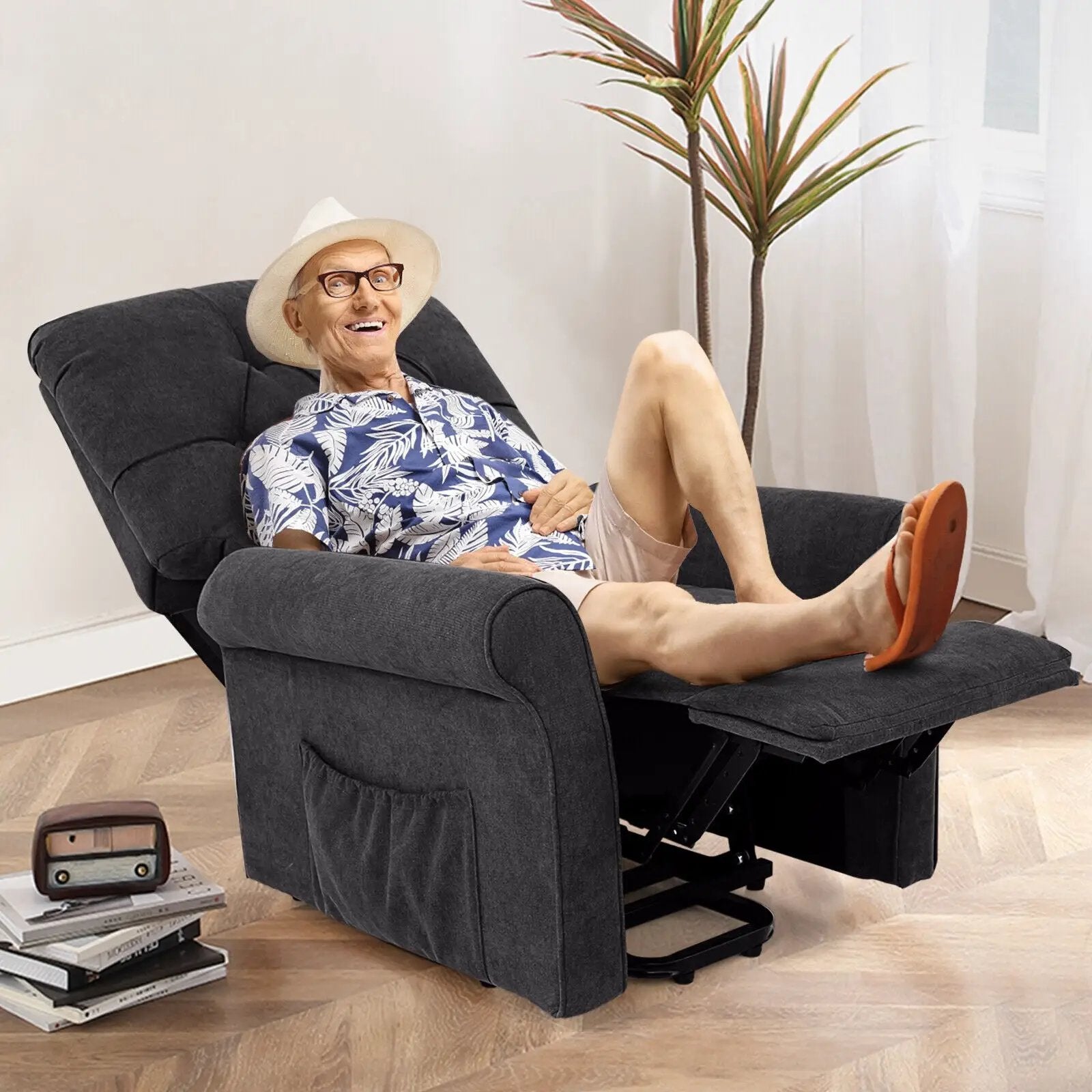 Recliner Chair Sofa for Elderly with Side Pocket and Remote Control by DirectDeals