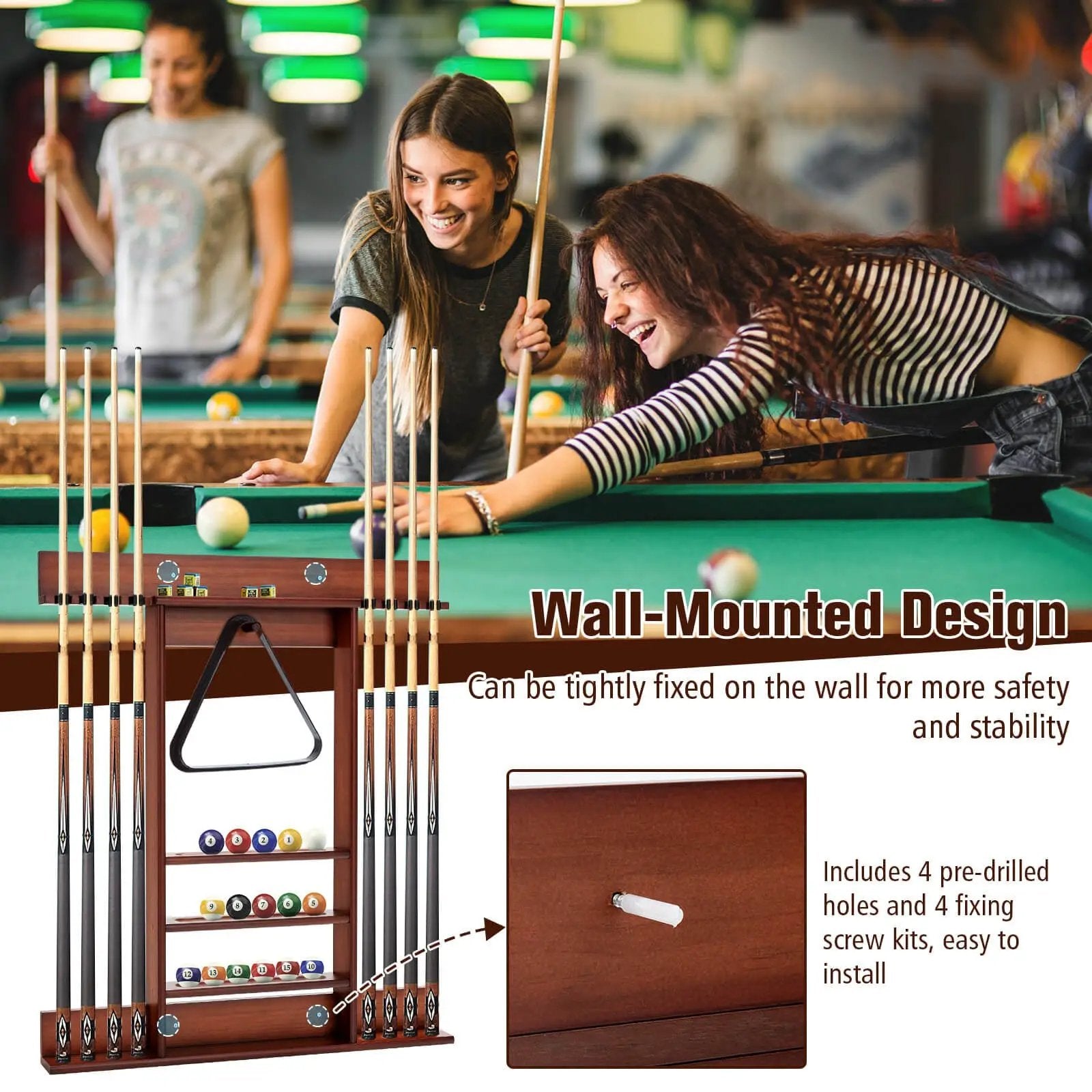 Wall-mounted Billiards Pool Cue Rack Only by DirectDeals