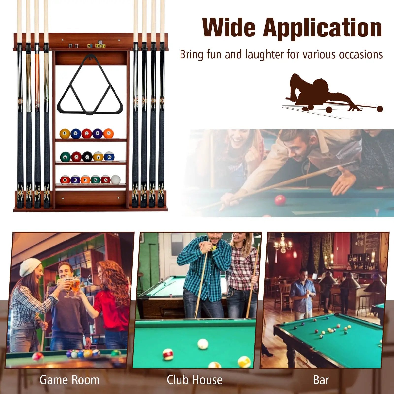 Wall-mounted Billiards Pool Cue Rack Only by DirectDeals