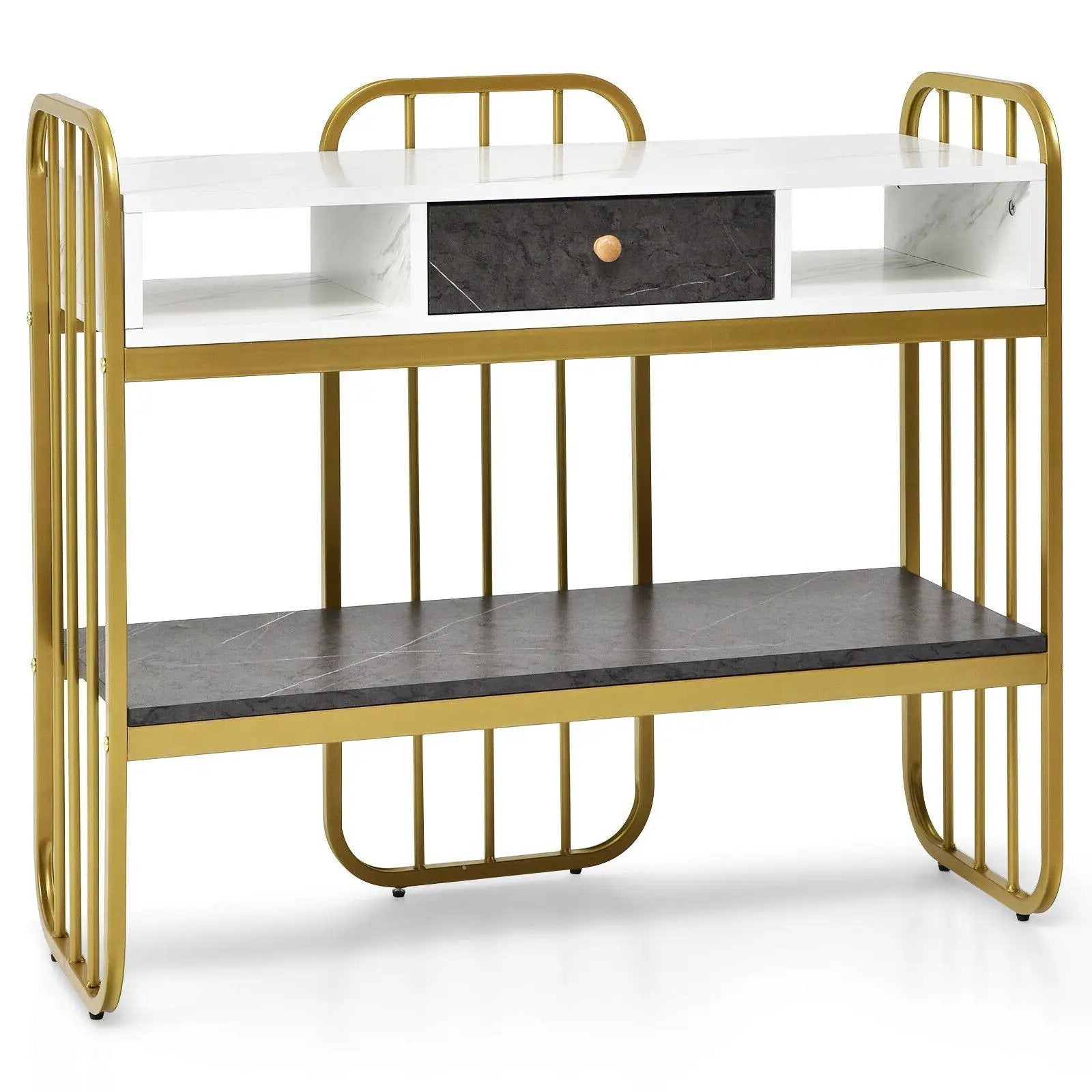 Console Table with Drawer Storage Shelf Wide Tabletop-White by DirectDeals